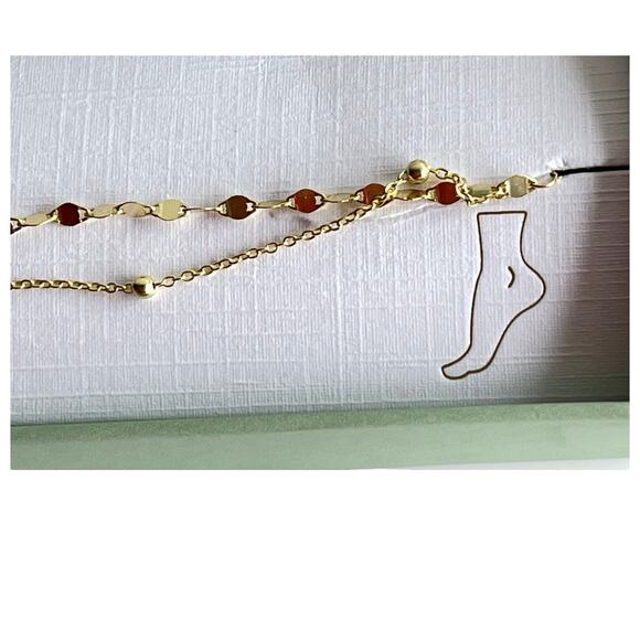 NEW Argento Vivo Sterling Silver Gold ANKLE BRACELET 9" +1" Double Strand Anklet - Picture 5 of 7